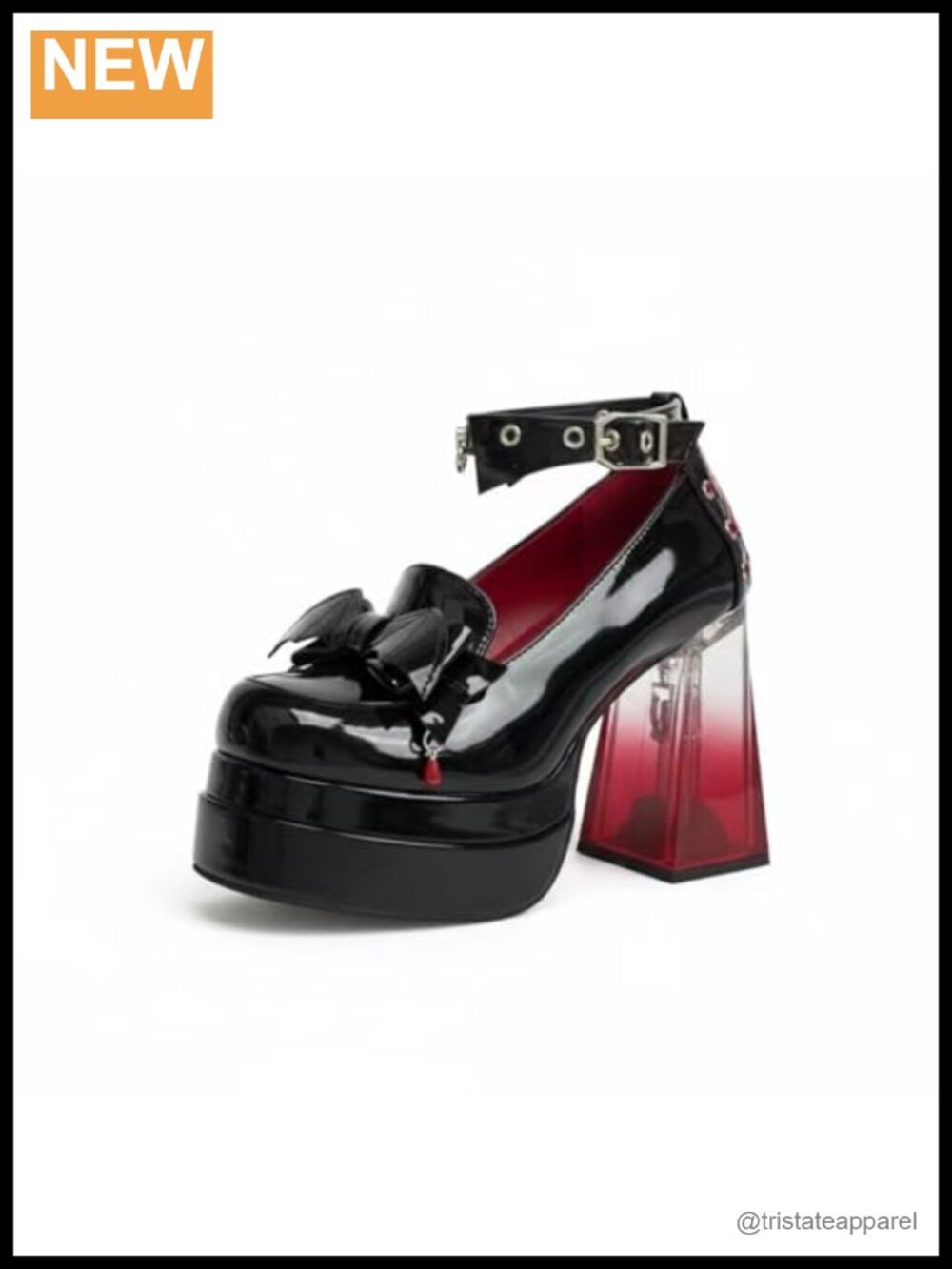 Platform Mary Janes Chunky High Heel Patent Leather Ankle Strap Dress Pumps